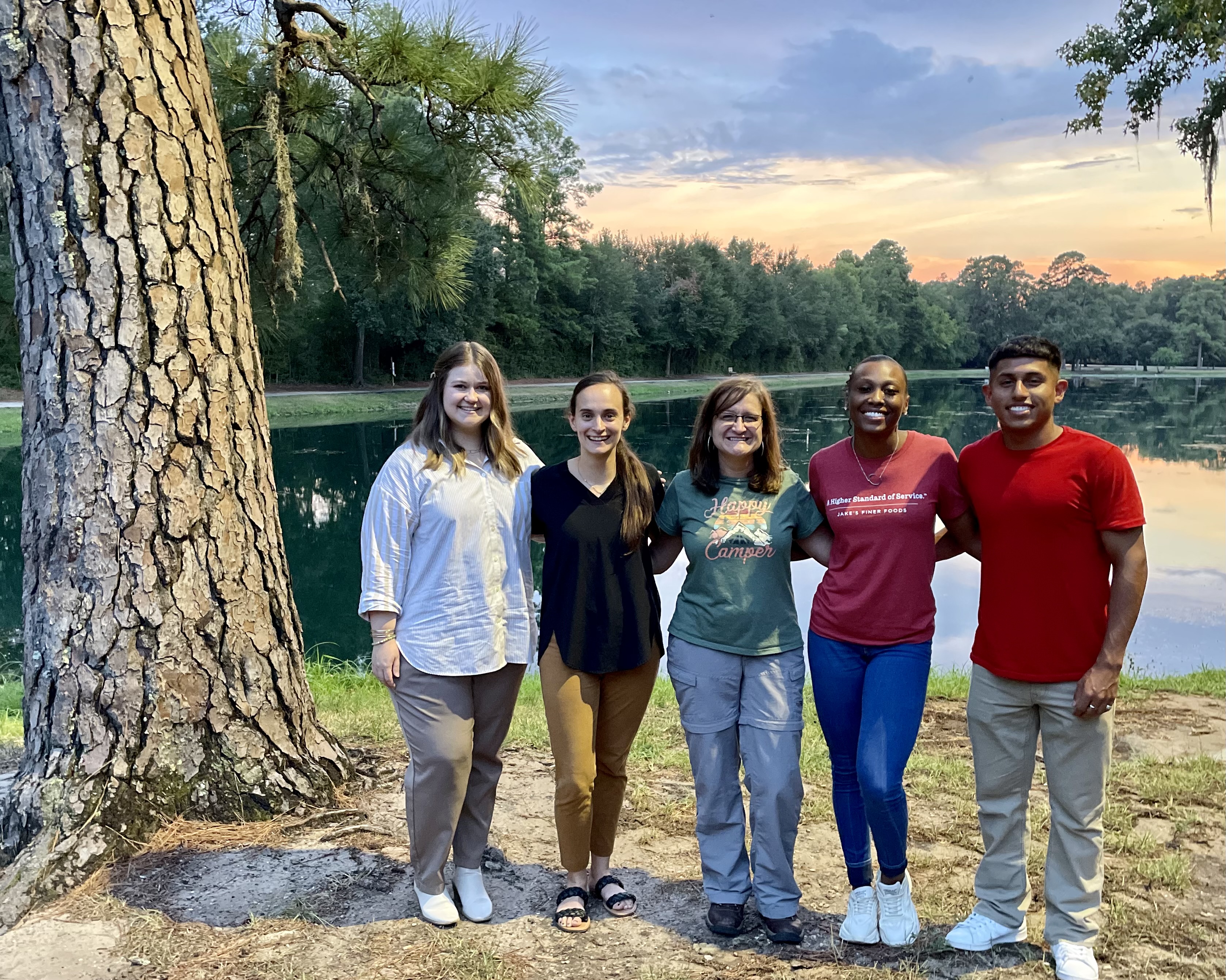 Therapists and families in a nature-based setting